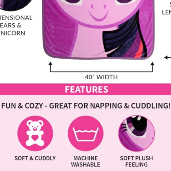 Last 1 NWT Adorable My Little Pony Twilight Sparkle Purple plush warm 3D blanke… - Picture 4 of 9